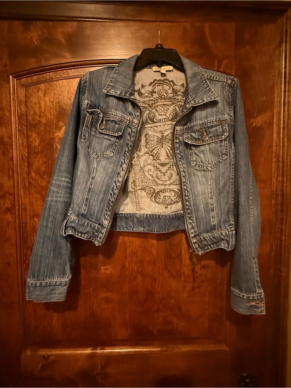 CAbi Reversible Denim Jean Jacket Size Large